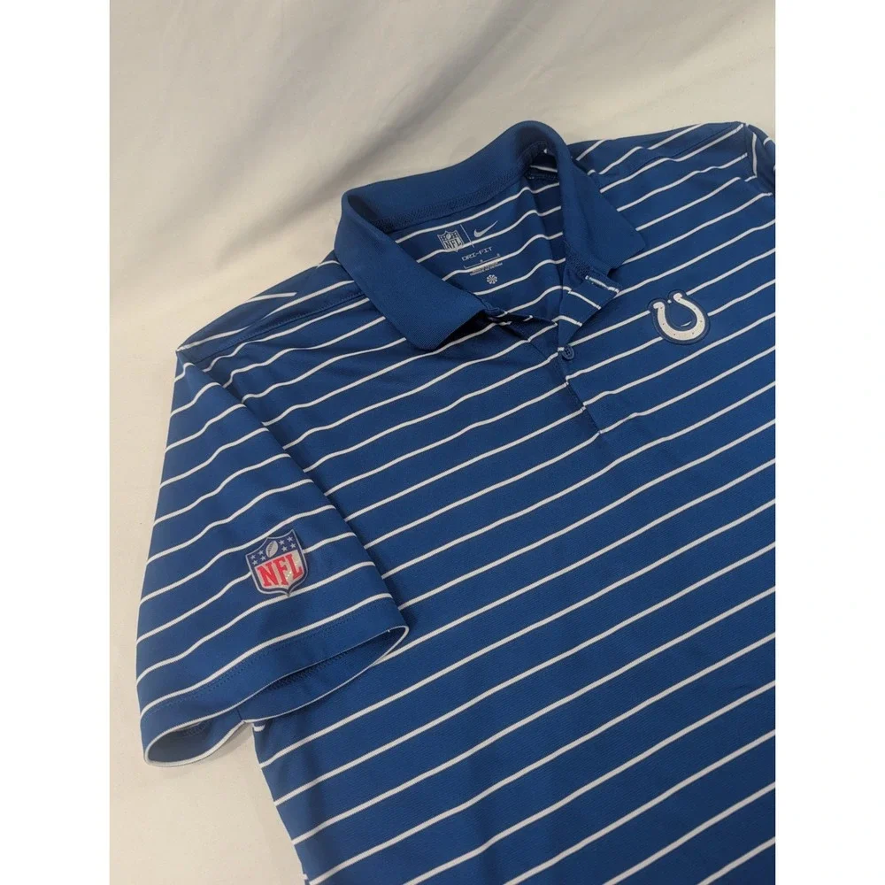 Nike Indianapolis Colts Polo Shirt Mens Large On Field Golf  Blue Dri Fit  NFL